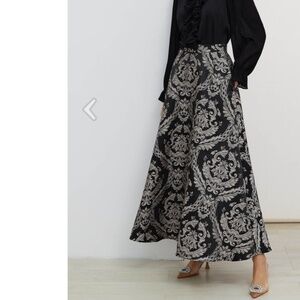 Vintage 1980s Maxi Skirt Anastasia Paris François Viannay cotton Navy teal M